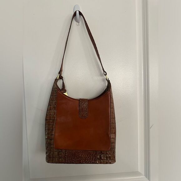 NWOT Brahmin Pecan Embossed Leather Shoulder Brown Bag - Picture 8 of 15
